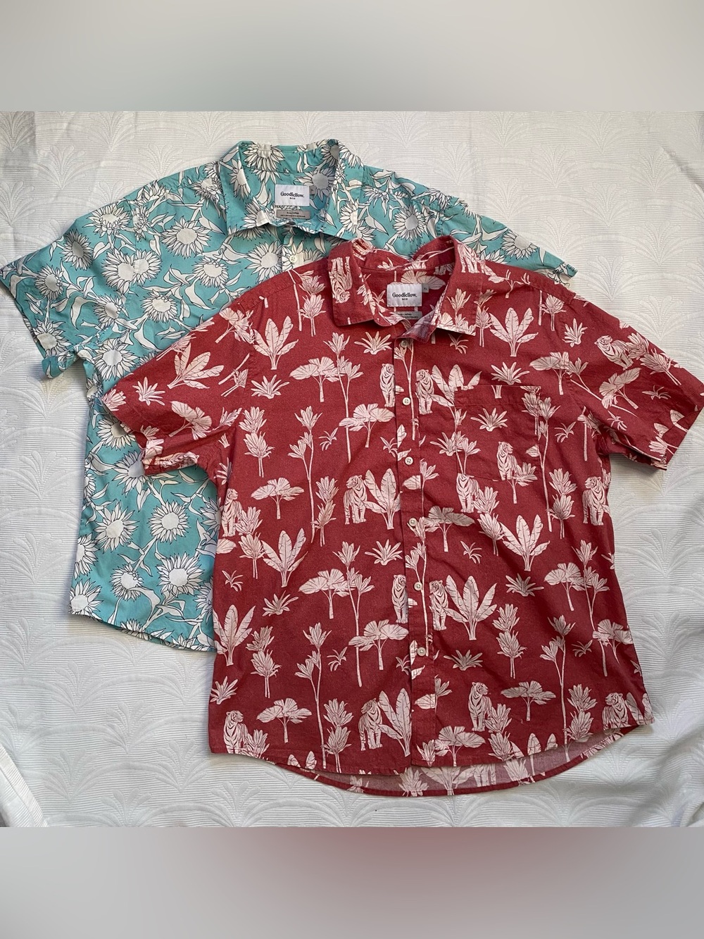 Goodfellow & Co Shirts Mens XL Lot 2 Vacation Tropical Floral Hawaiian Tiger